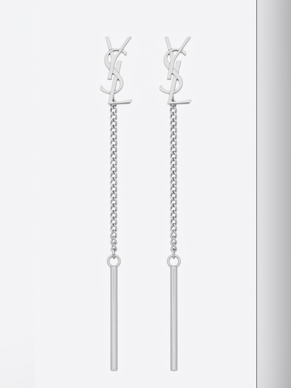 Lettered Silver-tone Long Drop Dangle Chain Drop Earrings